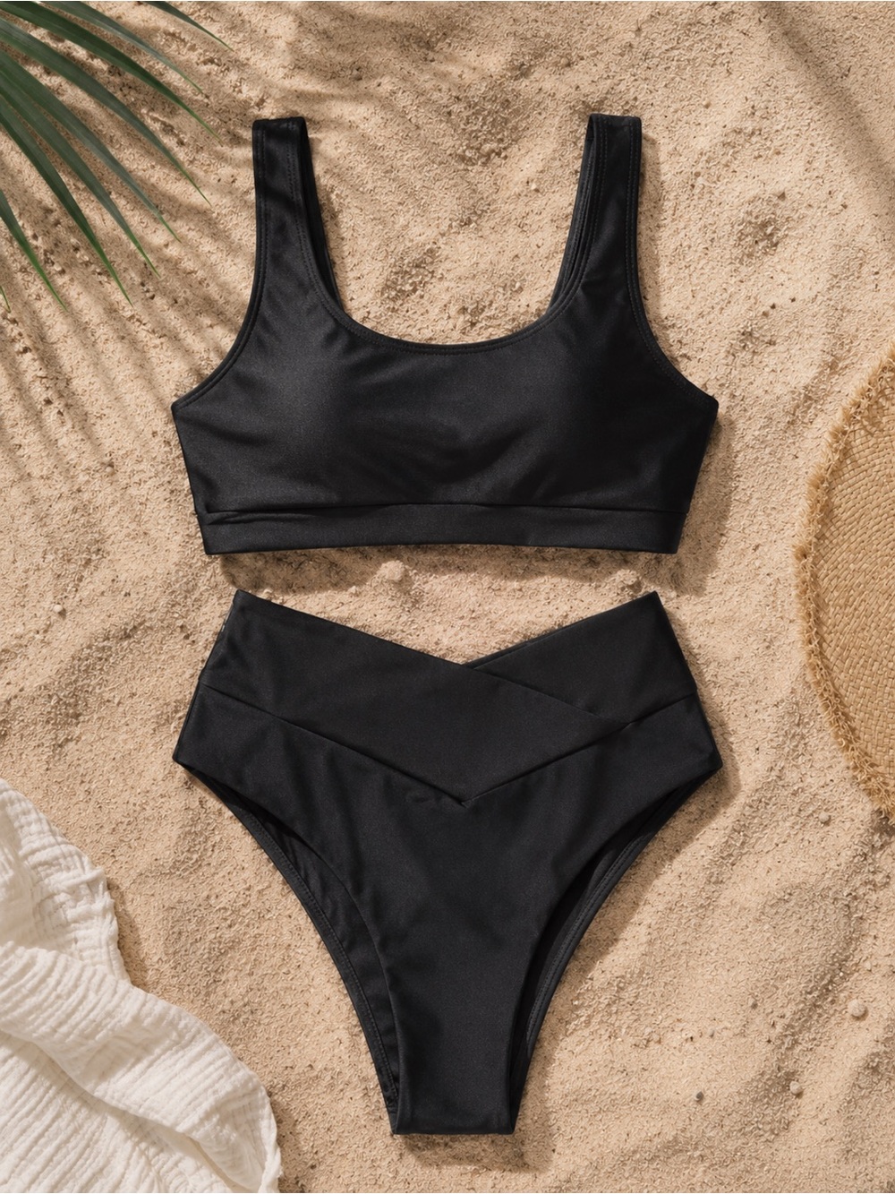 aerie Black High-Waist V-Front Bikini Set